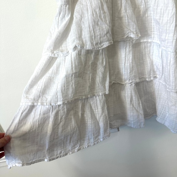 American Eagle White Tiered Mini Dress Smocked Back XXL Strappy Boho Coastal - Picture 4 of 8